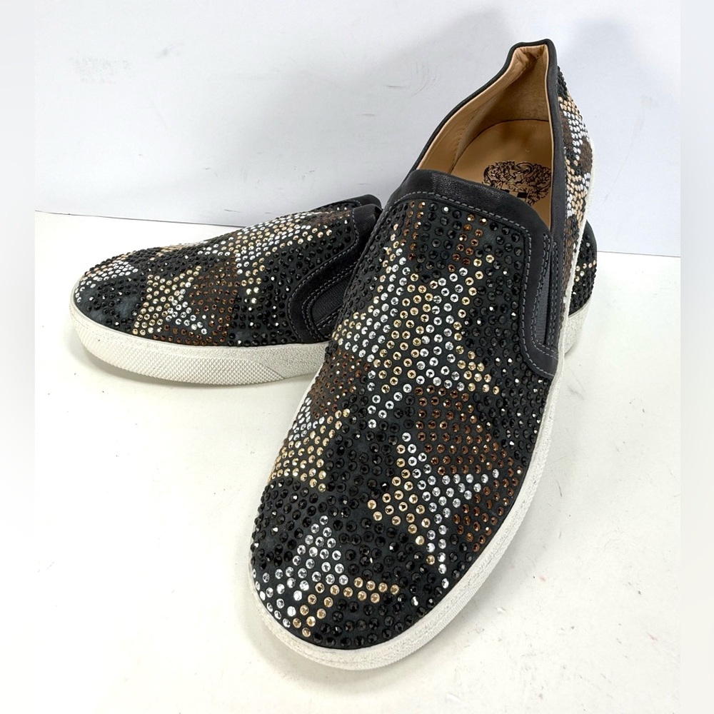 Vince Camuto Canitia Dark Gray Star Crystal Studded Sneakers